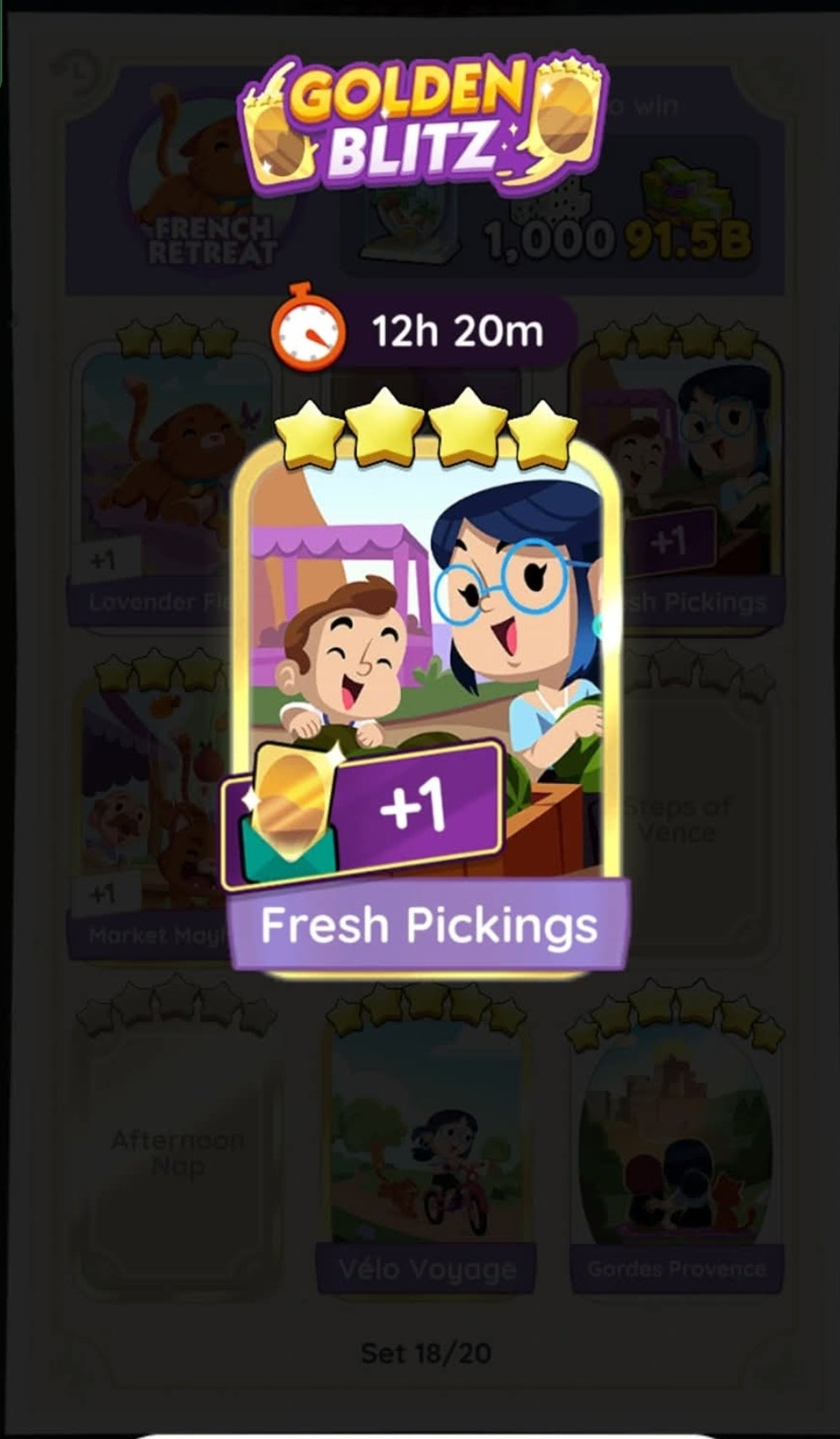 Set 18 4 Stars⭐ Golden Stickers Cards - Fresh Pickings