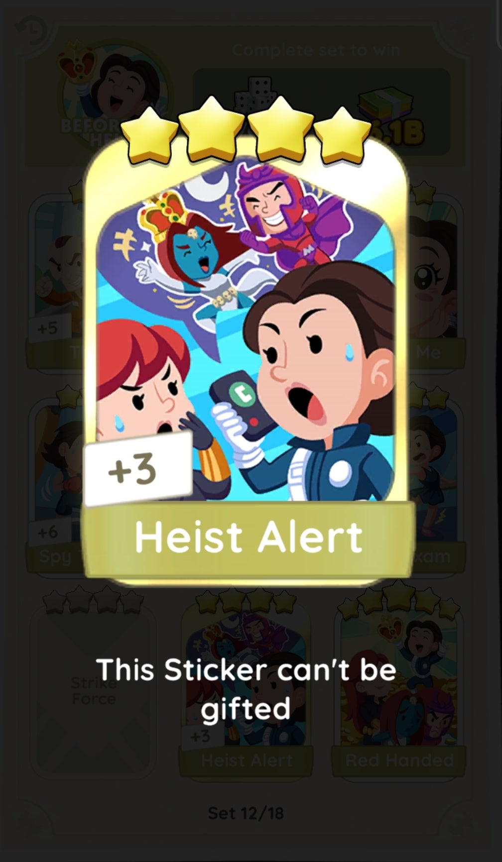 Set 12 4 Stars⭐ Golden Stickers Cards - Heist Alert