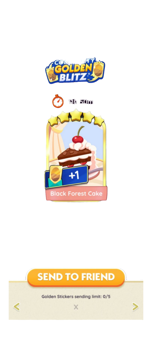 Set 13 5 Stars⭐ Golden Stickers Cards - Black Forest Cake