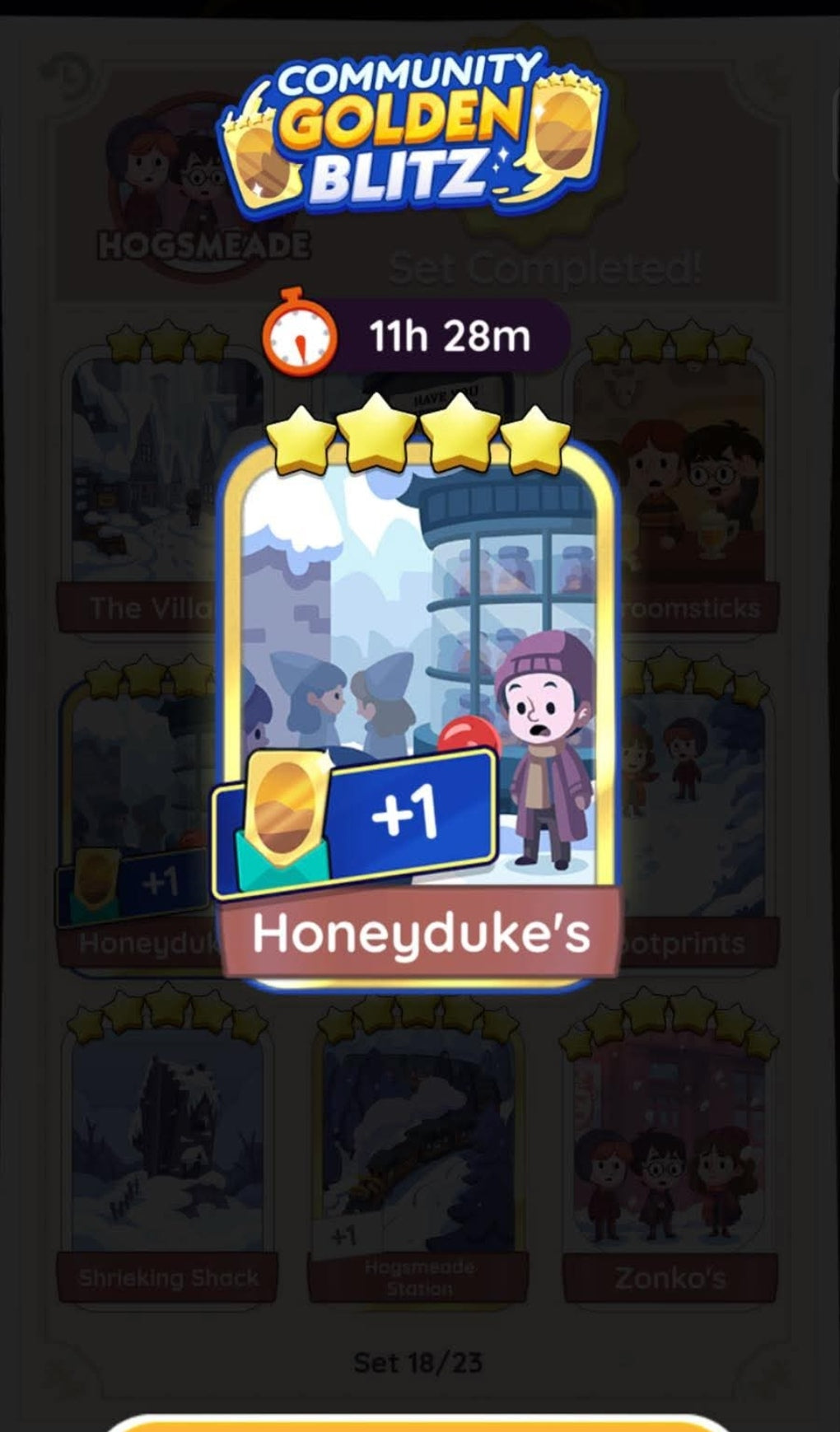 Set 18 4 Stars⭐ Golden Stickers Cards - Honeyduke's